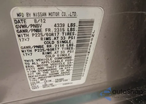 2013 Nissan Rogue Sv z USA, uszkodzony, nr VIN JN8AS5MT9DW506708